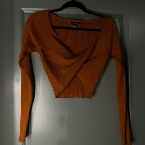 Forever 21 orange cross-cross sweater